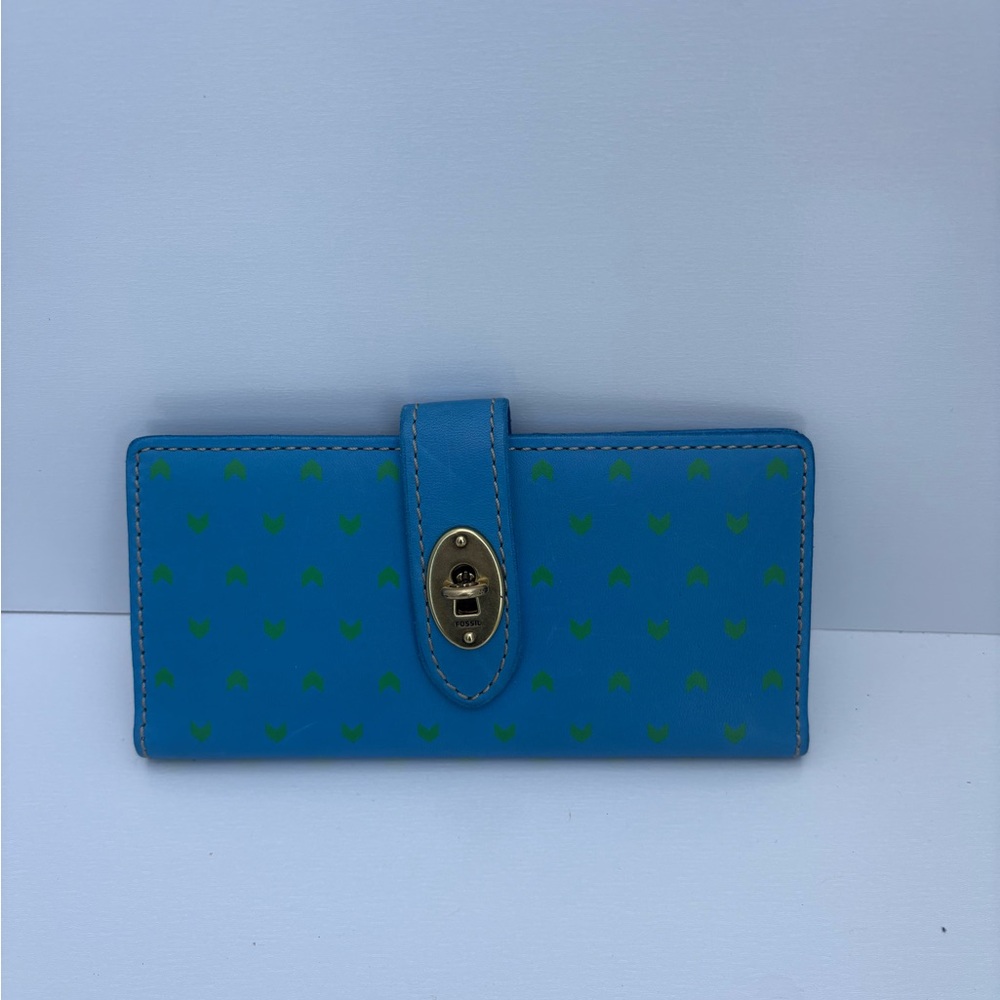 Fossil Blue Women's Wallet with Gold Accents